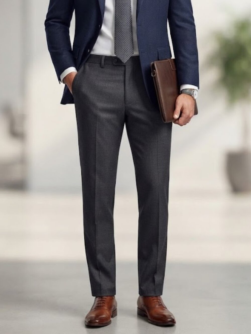Perry Ellis Charcoal Gray Dress Pants Size 36x32 Business Casual Office Suit